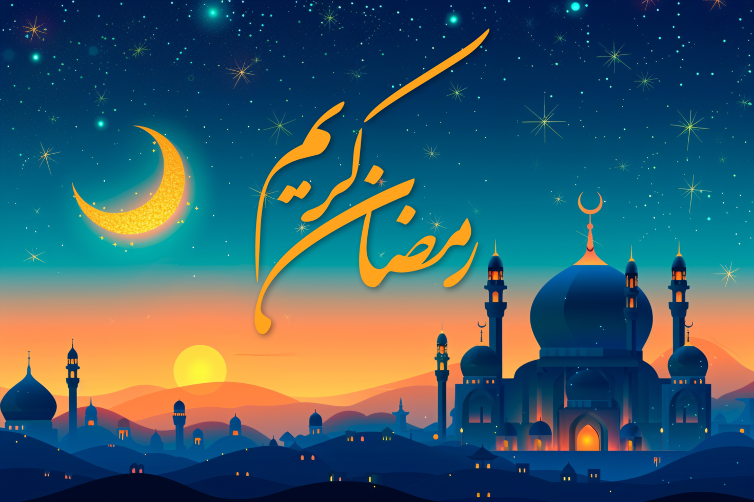 Ramadan Kareem Hanging Stars Decoration Banner Design for a Spiritual and Joyous Celebration Atmosphere psd