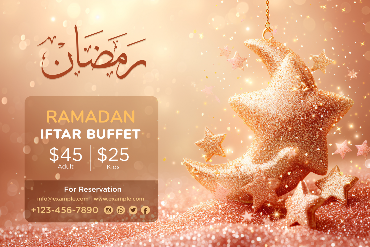 Pink Glitter Background Ramadan Iftar Party Banner Design Elegant and Joyful Celebration Vibe psd