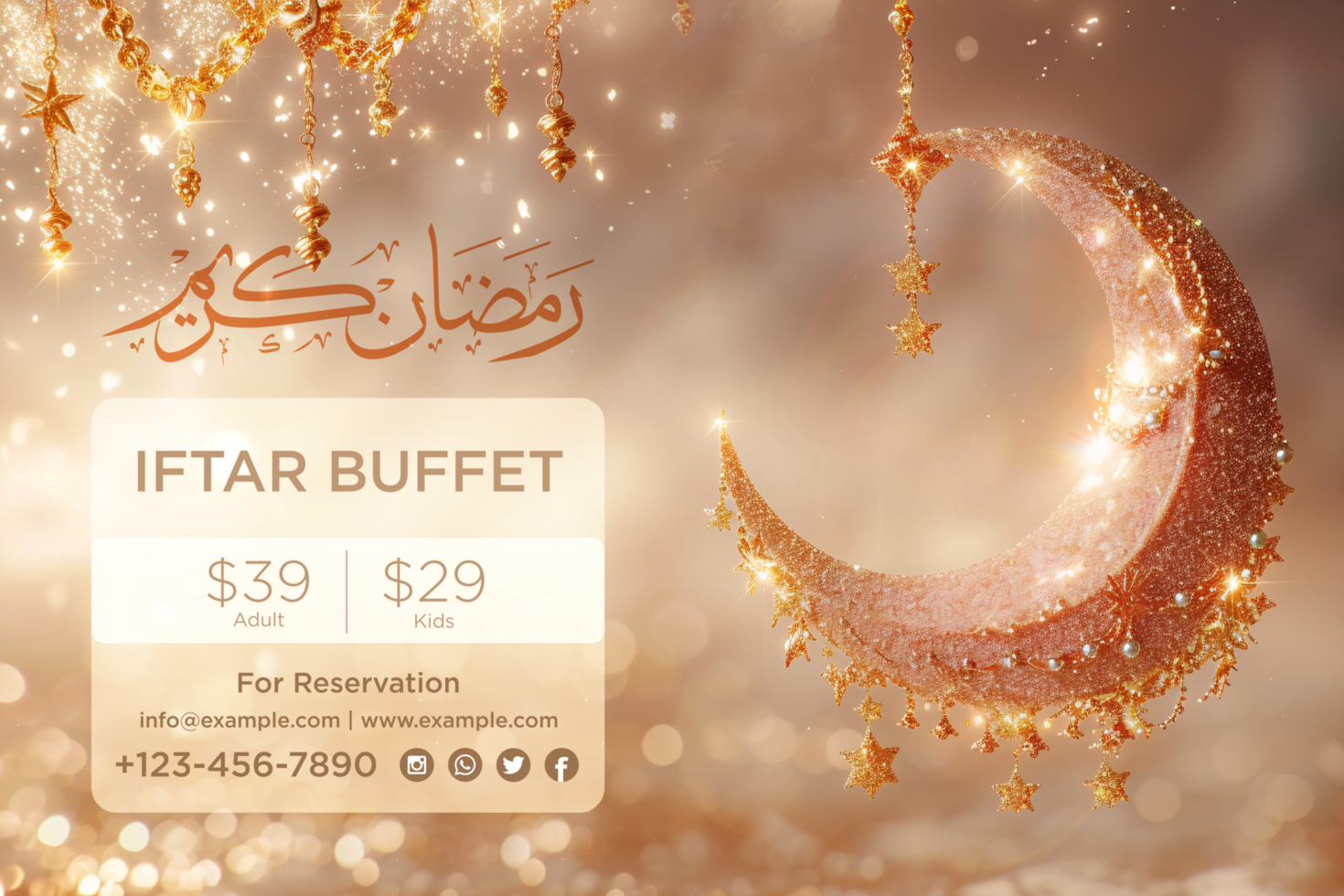 Ramadan Hanging Moon Stars illuminate your celebrations with spiritual warmth and cultural festive elegance psd