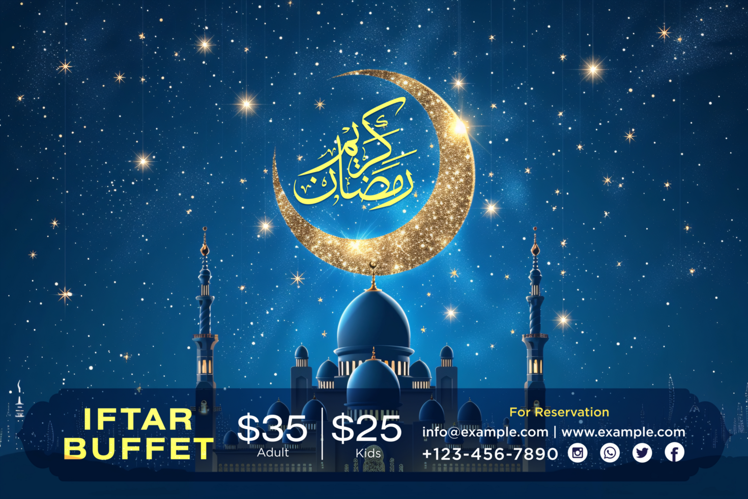 Hanging Moon Ramadan Kareem Banner for a Spiritual, Decorative, and Festive Atmosphere psd