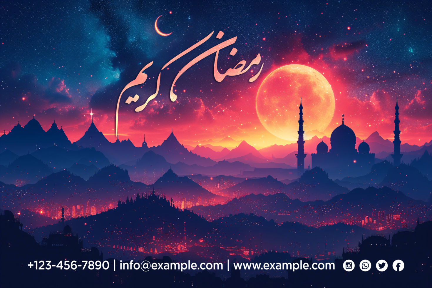 Stunning Ramadan Kareem Hanging Stars Banner for a Joyous and Elegant Iftar Celebration psd