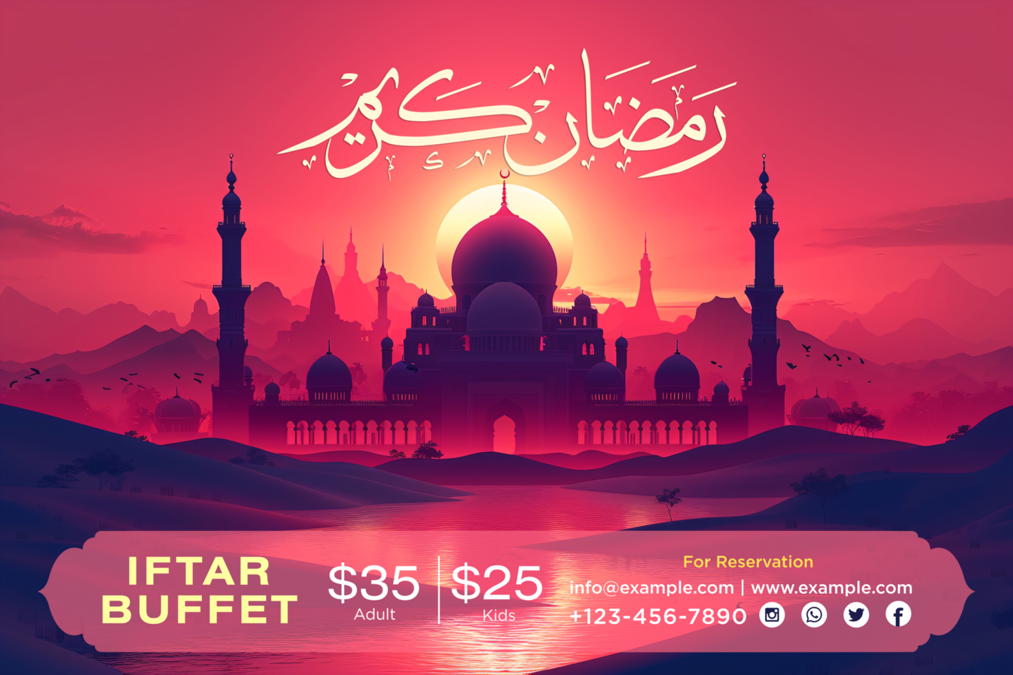 Hanging Lanterns and Stars Ramadan Iftar Buffet Banner for a Spiritual and Joyous Celebration psd