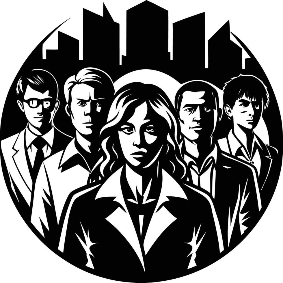 Assortment of Silhouetted Figures on a Pristine White Background vector
