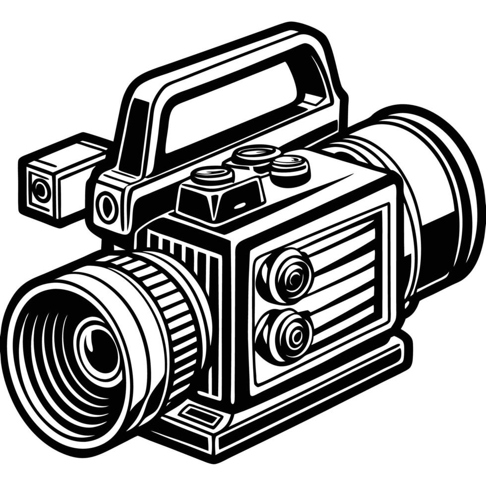 Illustration of a Handheld Camera on a White Background vector