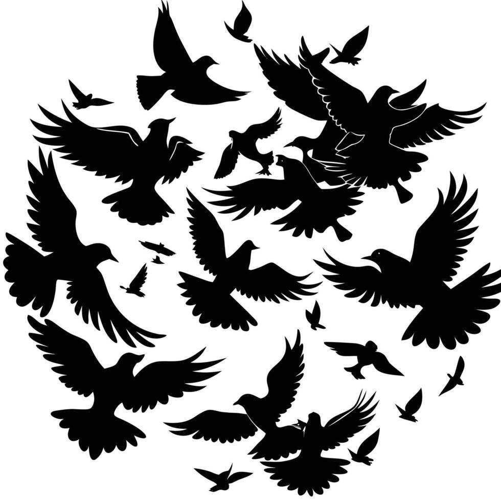 Majestic Silhouette of Birds Soaring Through the Sky vector