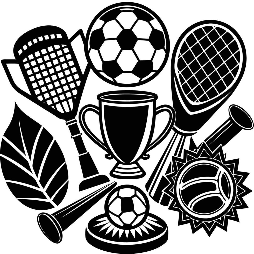 Illustrative Collection Featuring Various Sports Equipment and Accessories vector