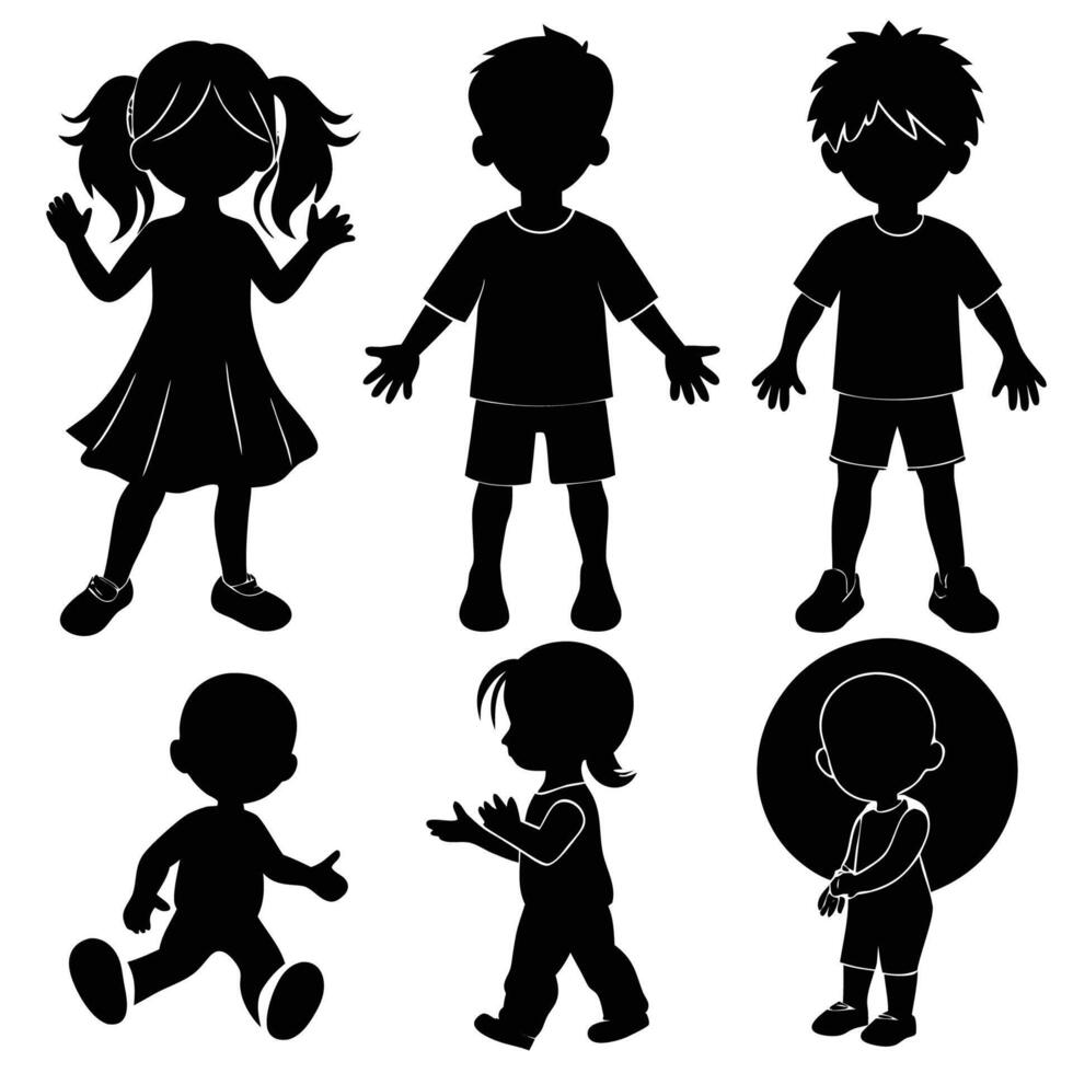 Playful Silhouette Kids Enjoying Summer Fun at the Beach vector