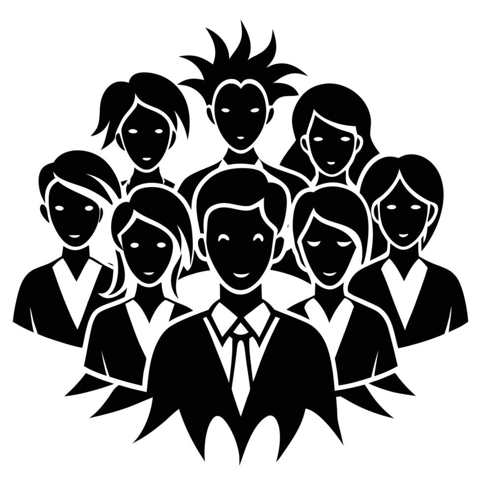 Isolated Silhouettes of a Diverse Group of People vector