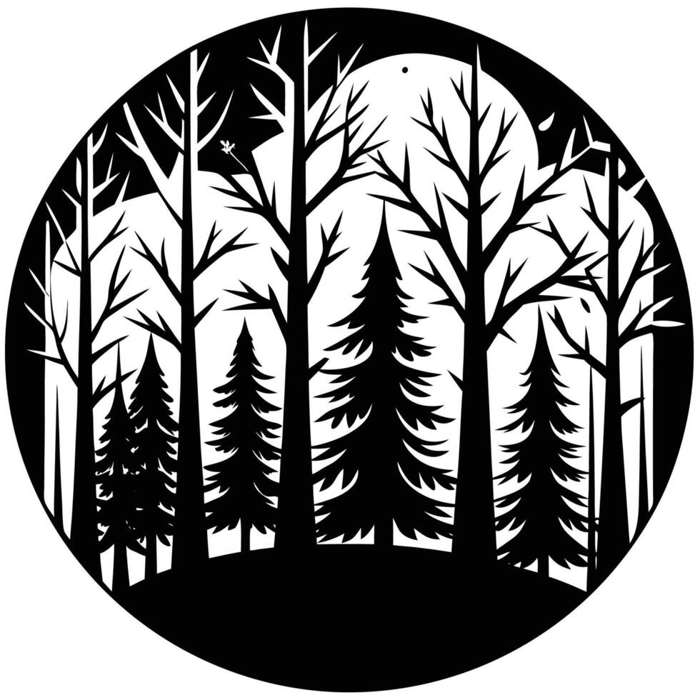 Isolated Silhouette Forest with Intricate Details vector