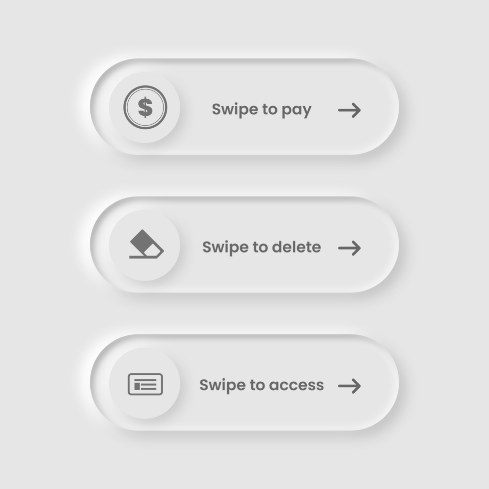 Neumorphism swipe button minimalist ui psd