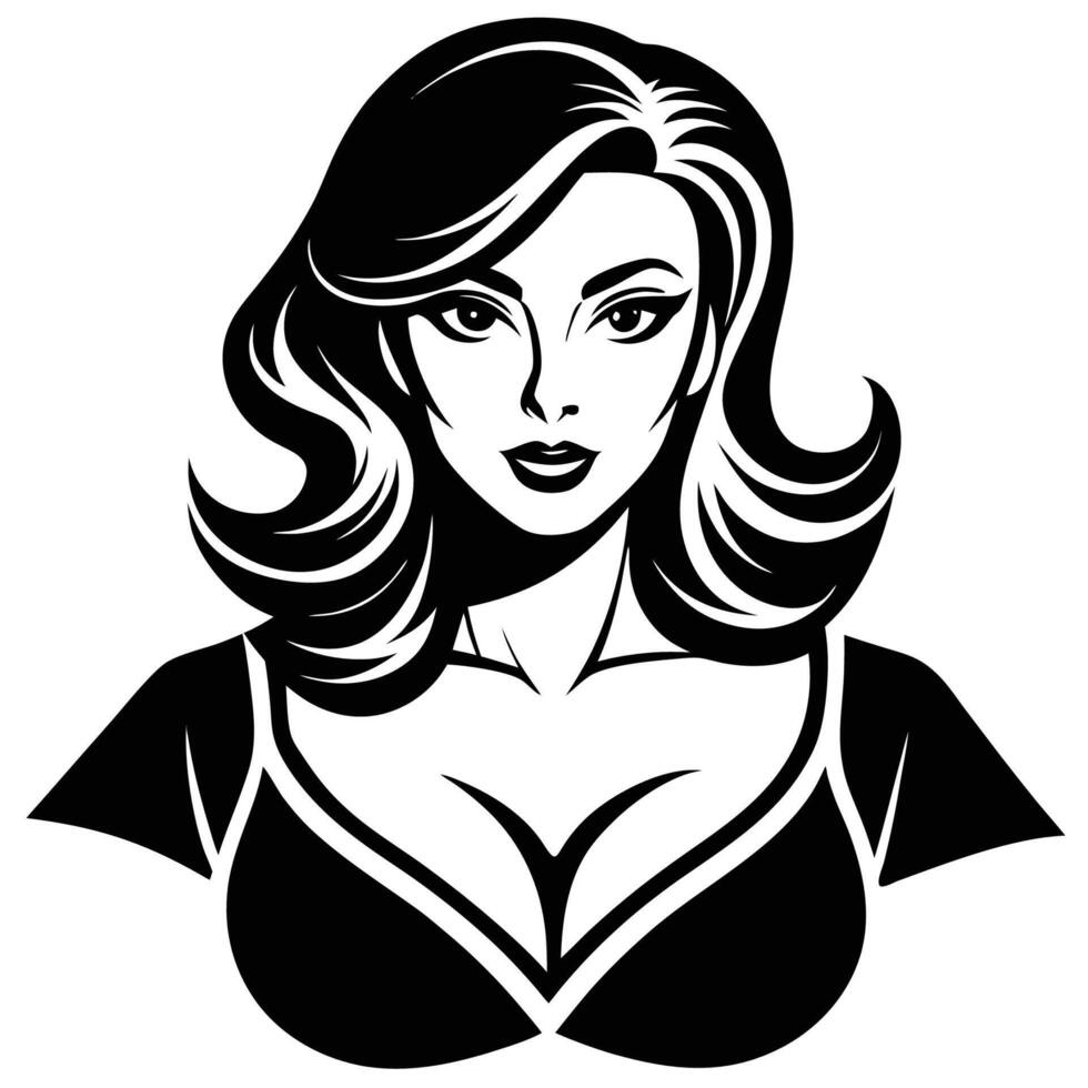 Elegantly Posed Silhouette of a Woman on a Serene White Background vector