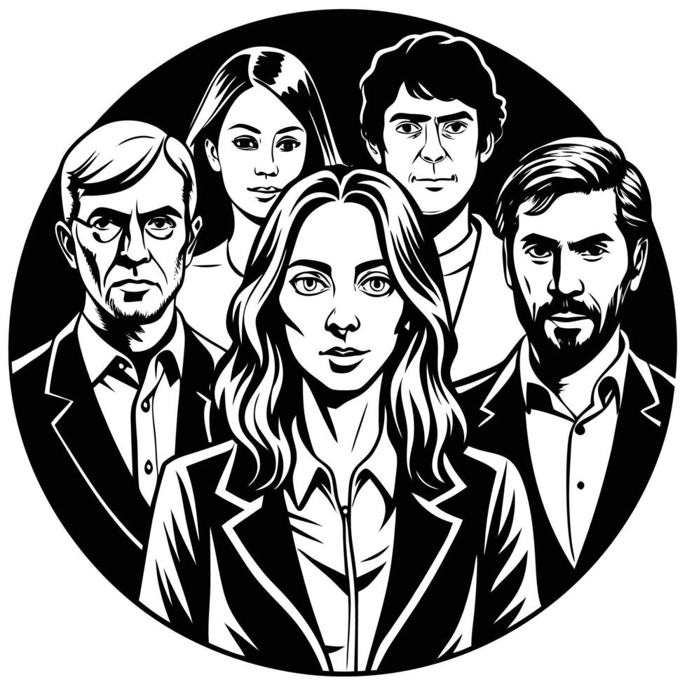 Diverse Group of People Gathered Together on a White Background vector