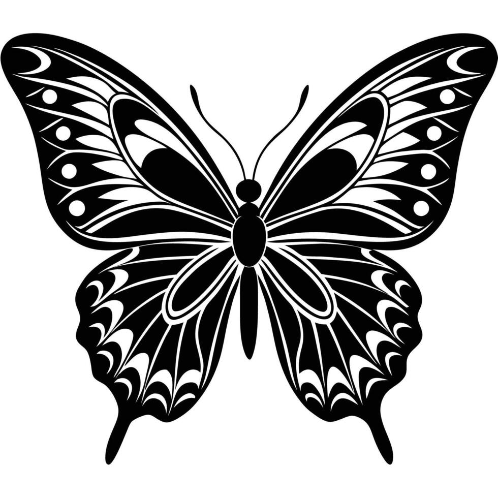 Captivating BlackandWhite Silhouette of a Butterfly in Flight vector
