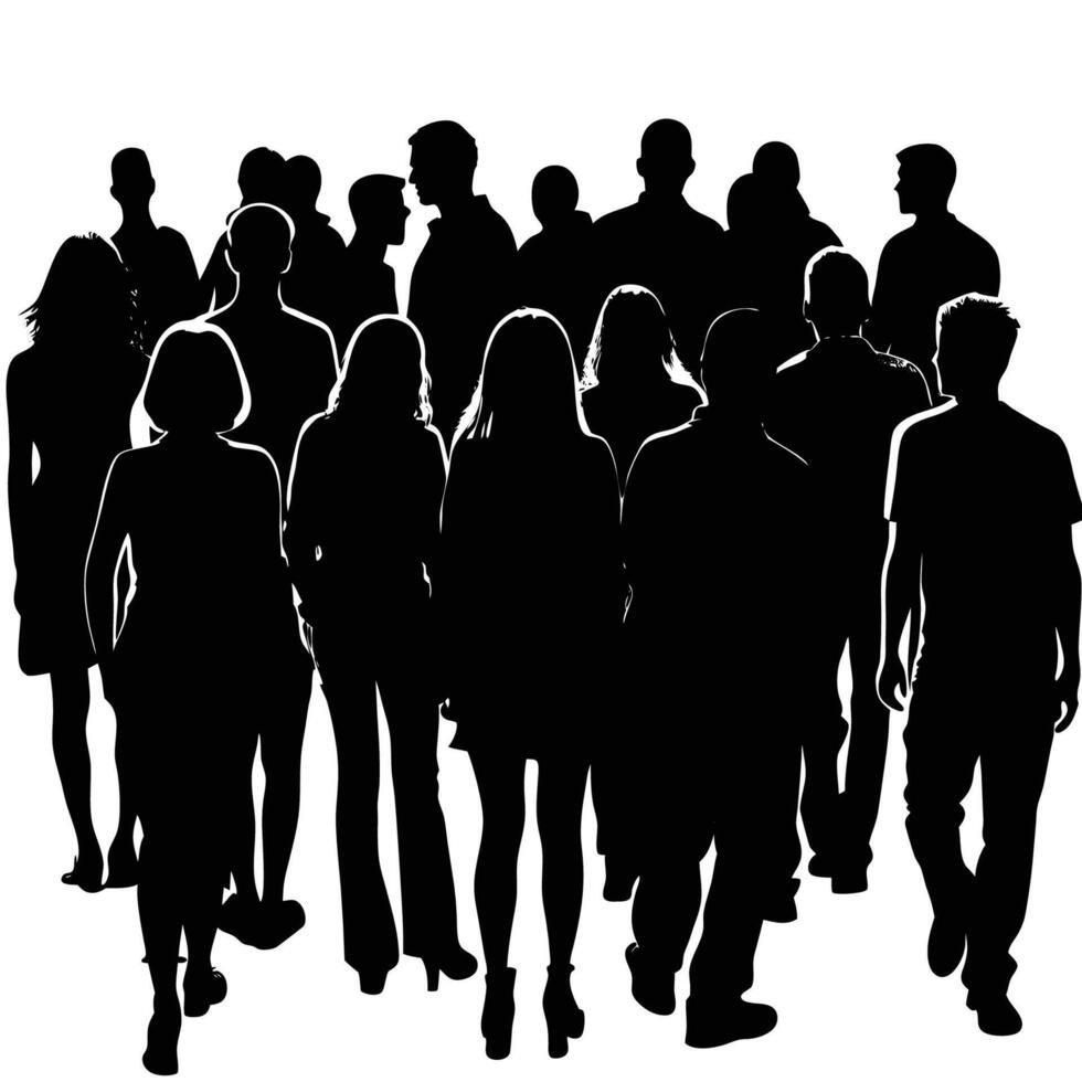 Silhouette Crowd of People Illustration with Diverse Group of Individuals vector