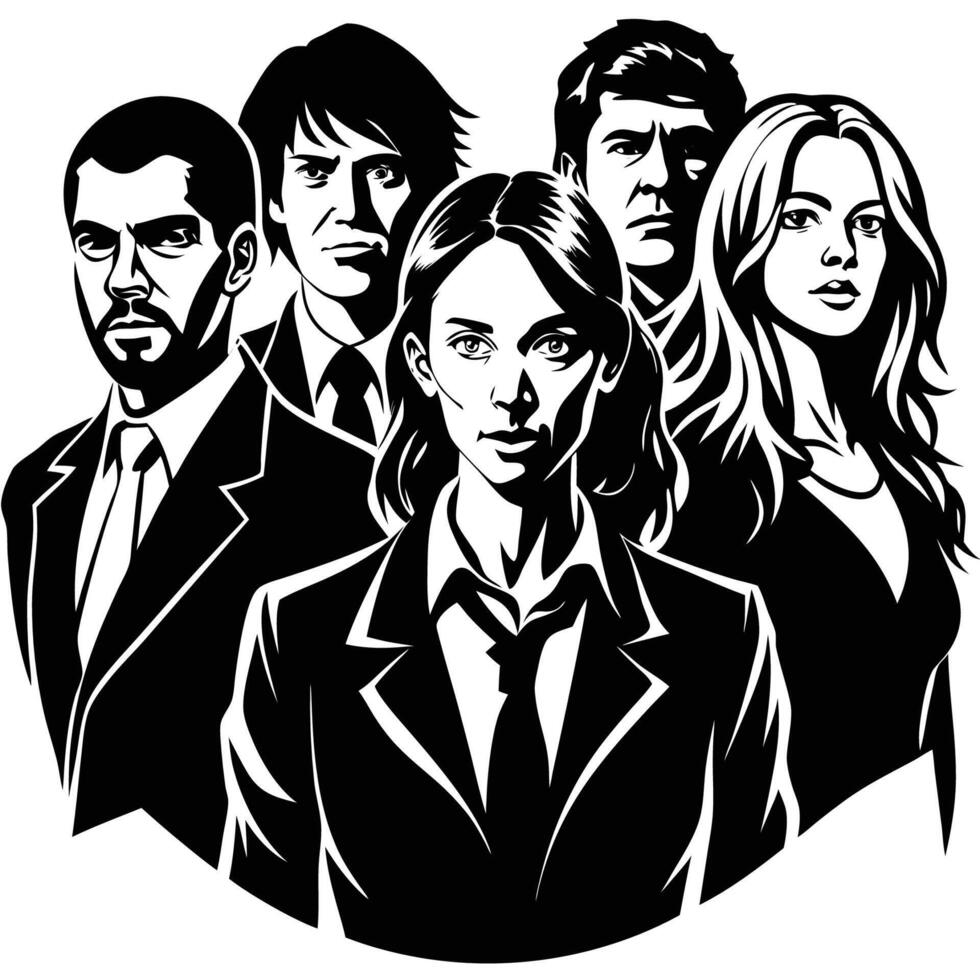 Collection of Silhouettes of People in Various Poses Against a White Background vector