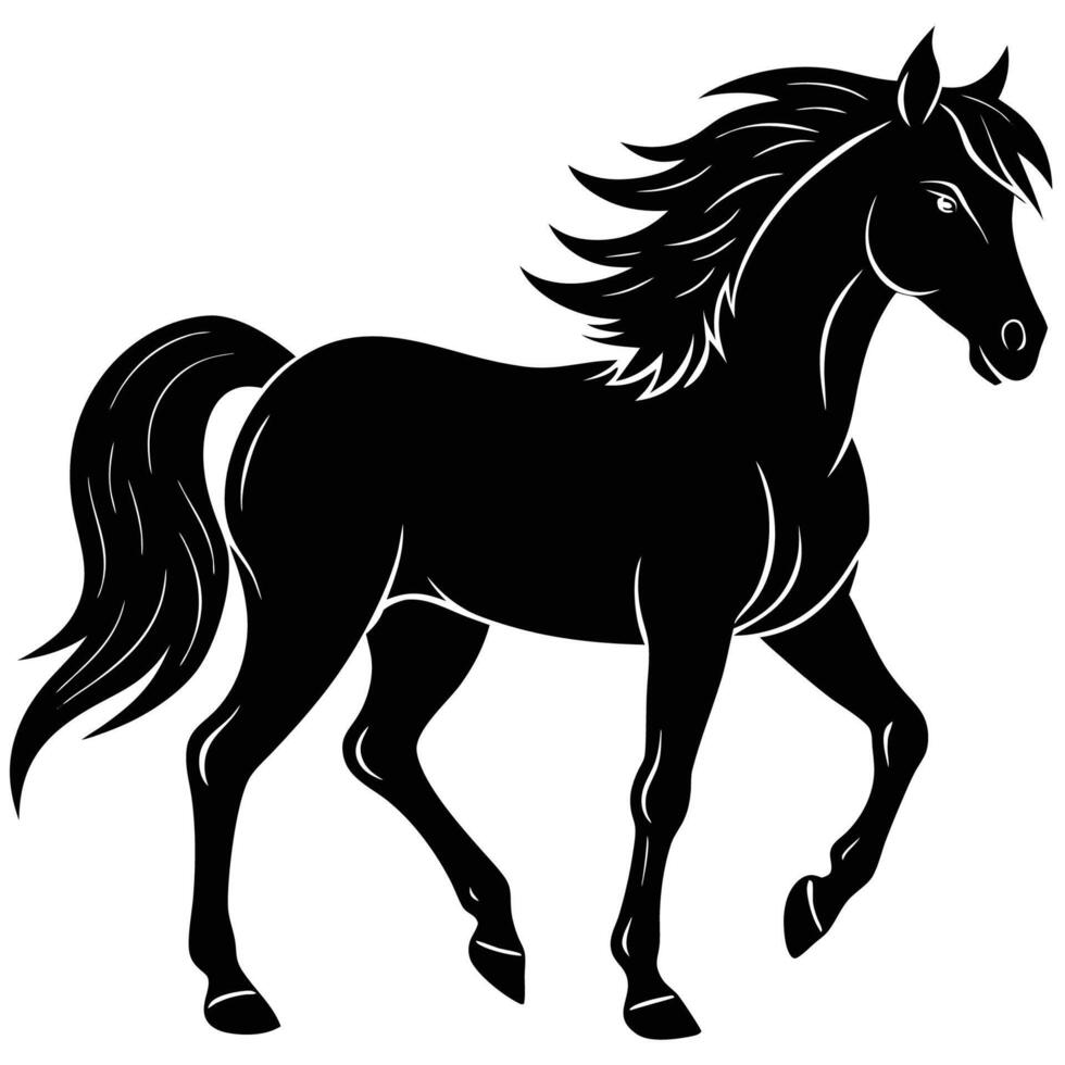 Black Horse Silhouette Isolated Illustration of an Equestrian Animal vector