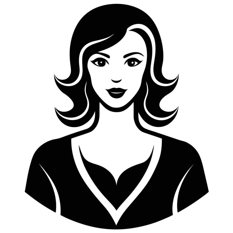 Set of Six Elegant Woman Silhouettes Isolated on White Background vector