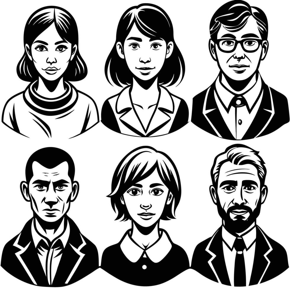 Diverse Crowd of People Isolated Set for Social Distancing Illustrations vector