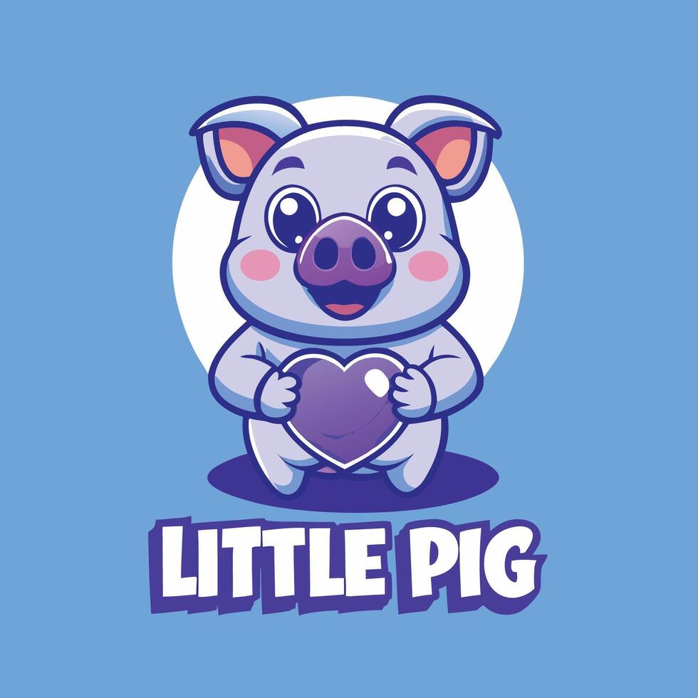 Heartfelt Pig Character A Loveable Swine Holding Its Own Heart vector