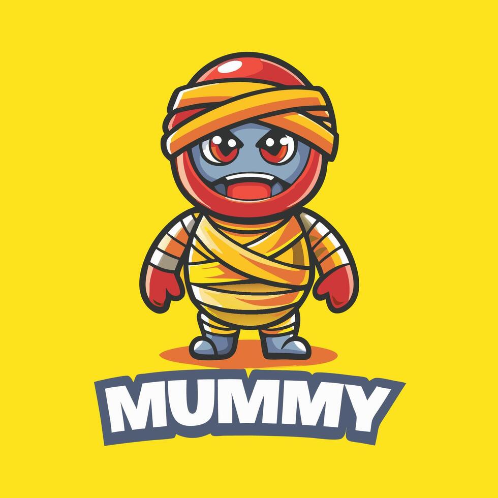 Cute Cartoon Illustration of a Mummy with Fun Expressions vector