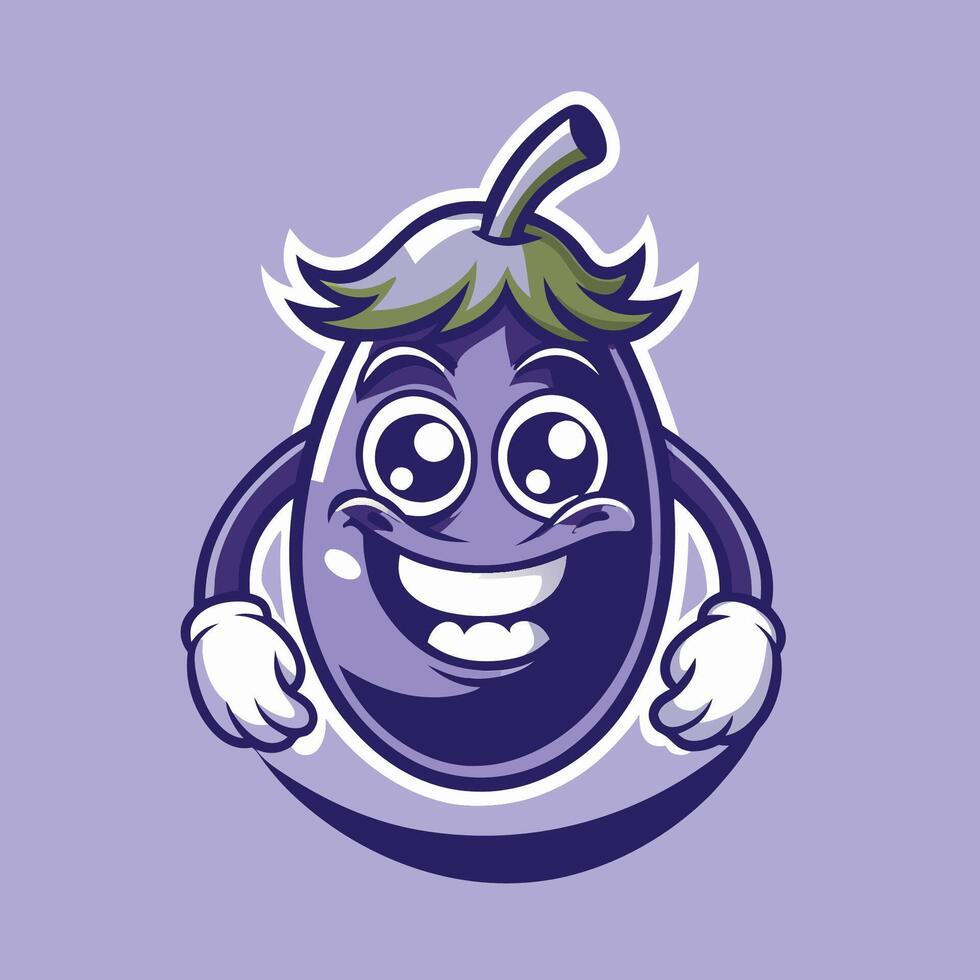 Playful Cartoon Mascot of an Eggplant with a Quirky Expression vector