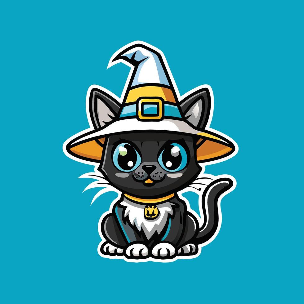 Black Cat Witch s Hat Mascot Mysterious and Enchanting vector