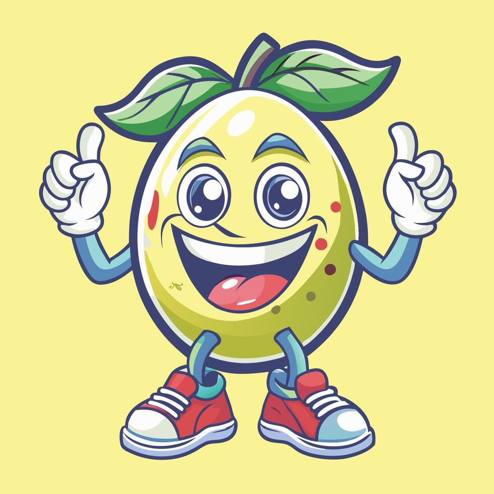 Graphic of a Smiling Lemon Mascot in a Cartoon Style vector
