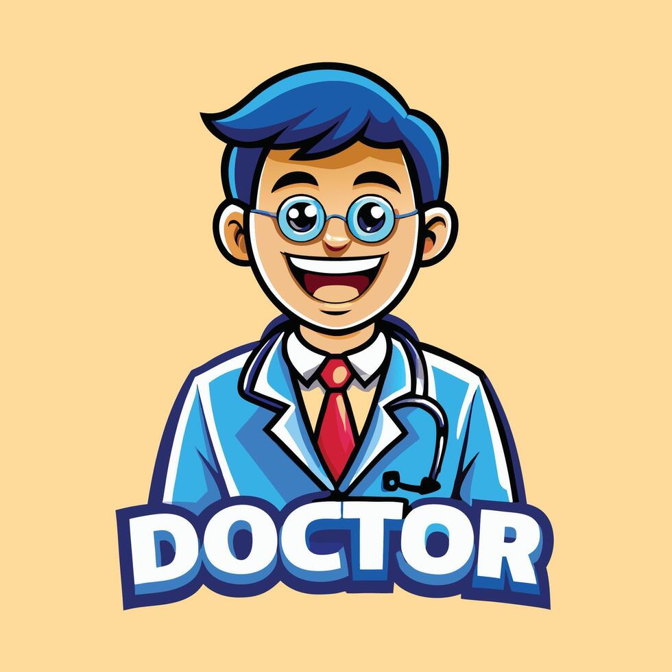 Cheerful Doctor Character Mascot A Symbol of Healthcare and Well being vector