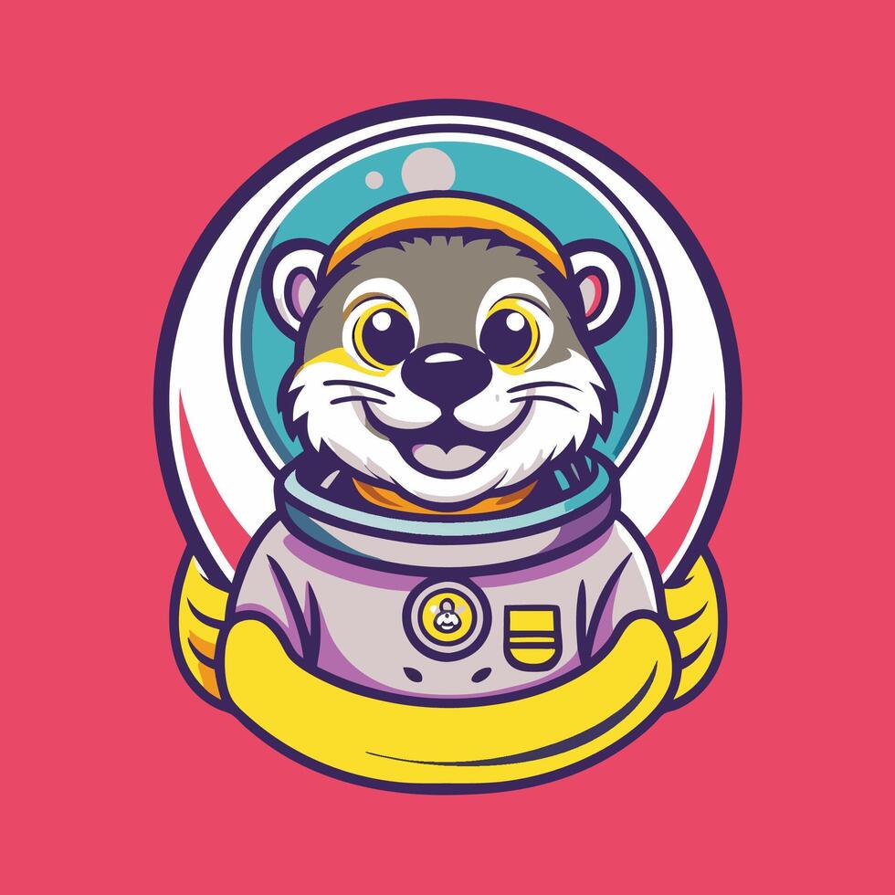 Cartoon Logo Featuring an Astronaut Otter Mascot vector