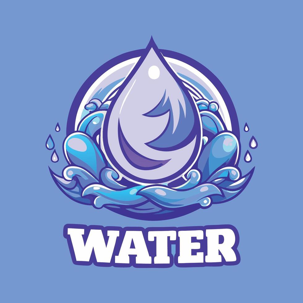Captivating Water Logo Illustration with Swirling Blue Waves vector