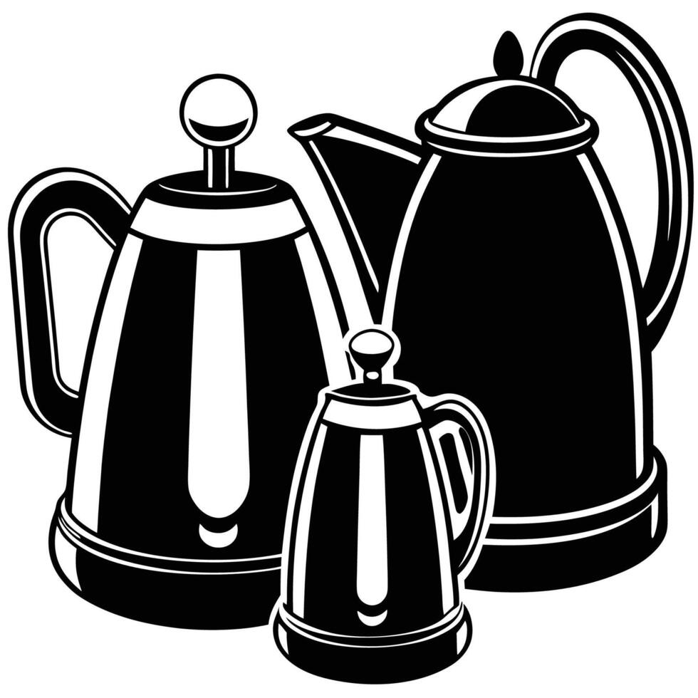 Comprehensive Set of Electric Kettles in Flat Style Designs 10 Variations vector