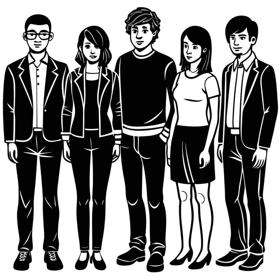 Illustration of Multiple Standing People Isolated on a White Background vector