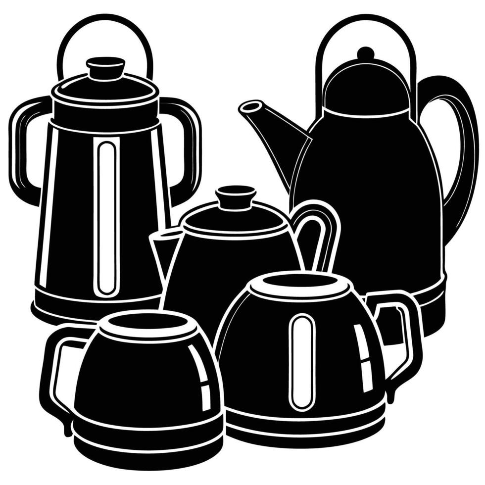 Comprehensive Collection of FlatStyle Electric Kettles in Format vector