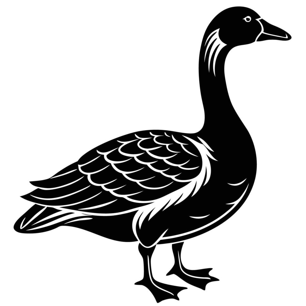 Majestic Silhouette of a Solitary Goose at Sunset vector