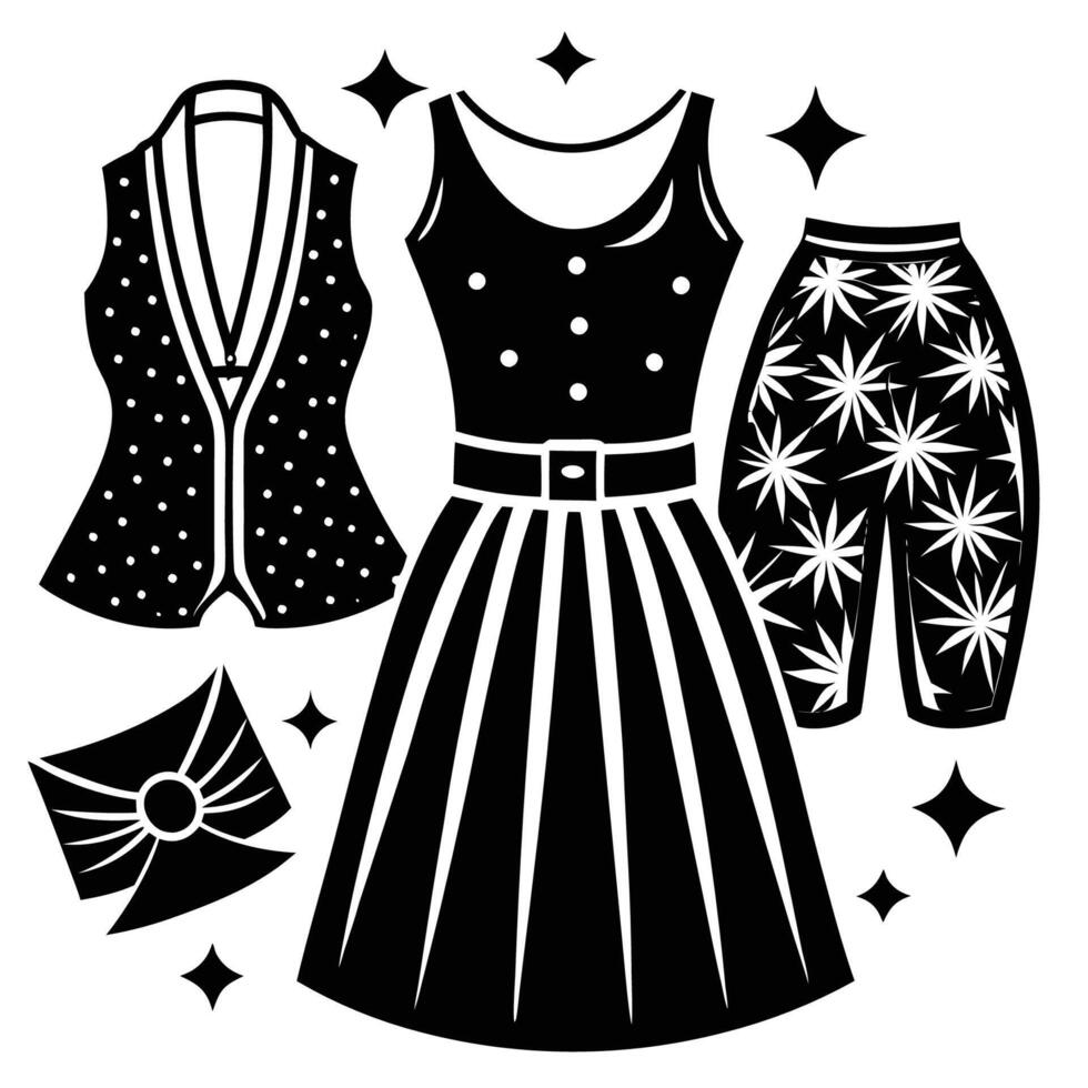 Sophisticated Feminine Attire Displayed on a Pristine White Background vector