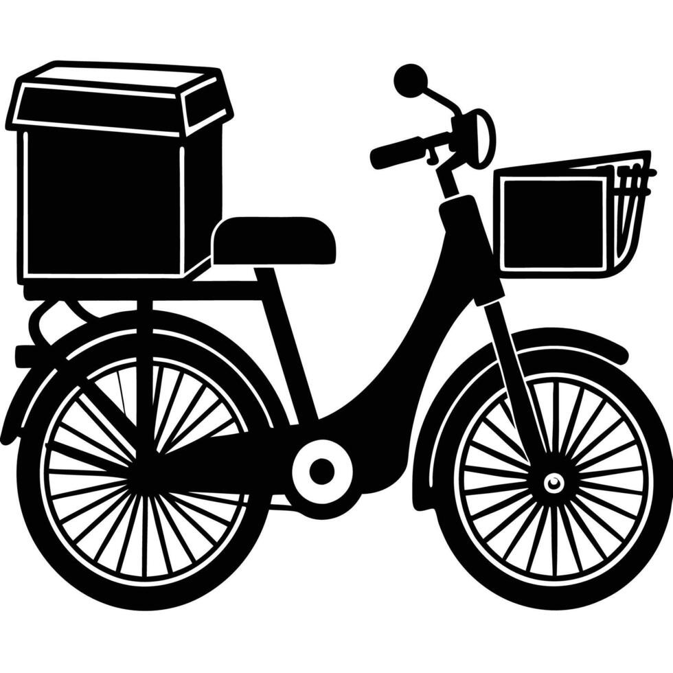 Silhouetted Bicycle and Moped for Food Delivery at Night vector
