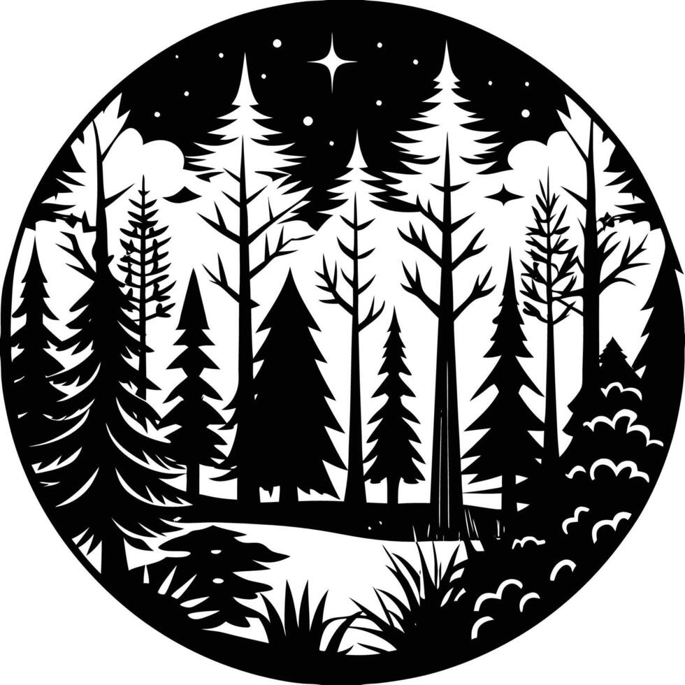 Isolated Forest Green Silhouette A Striking Cutout of Natures Beauty vector