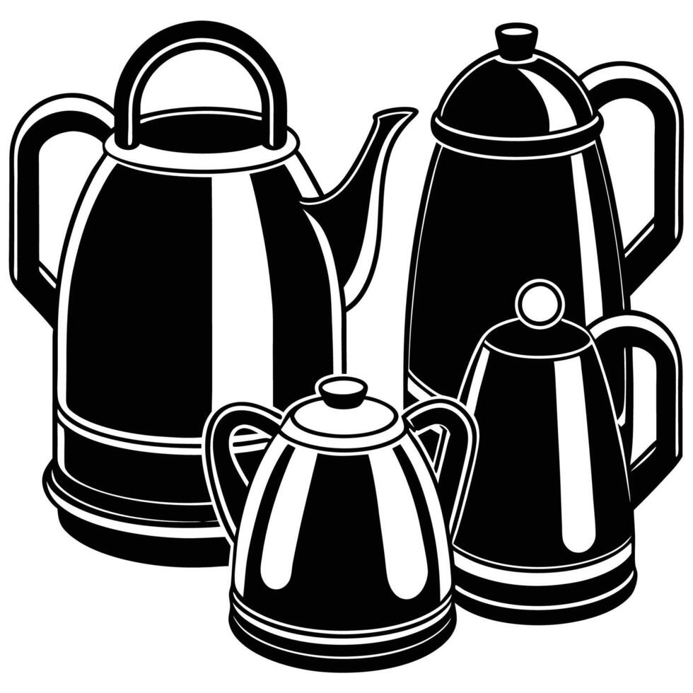 Diverse Electric Kettle Collection in Flat Style Design vector
