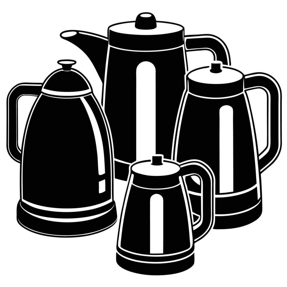 Electric Kettle Collection in Modern Flat Design 9 vector