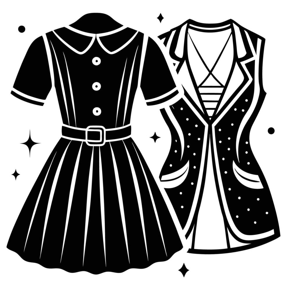 Fashionable Womens Clothing Displayed on a Pristine White Background vector