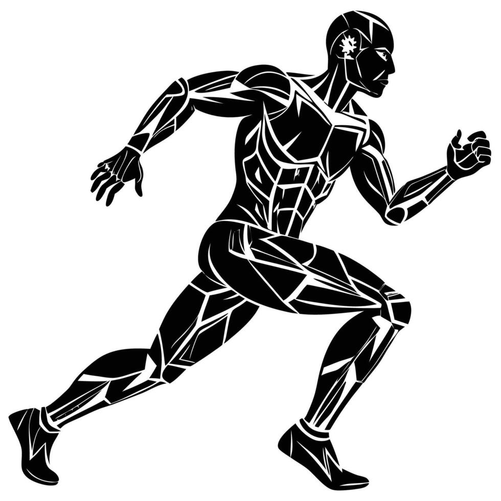 Silhouette of a Running Man Generated by Artificial Intelligence vector