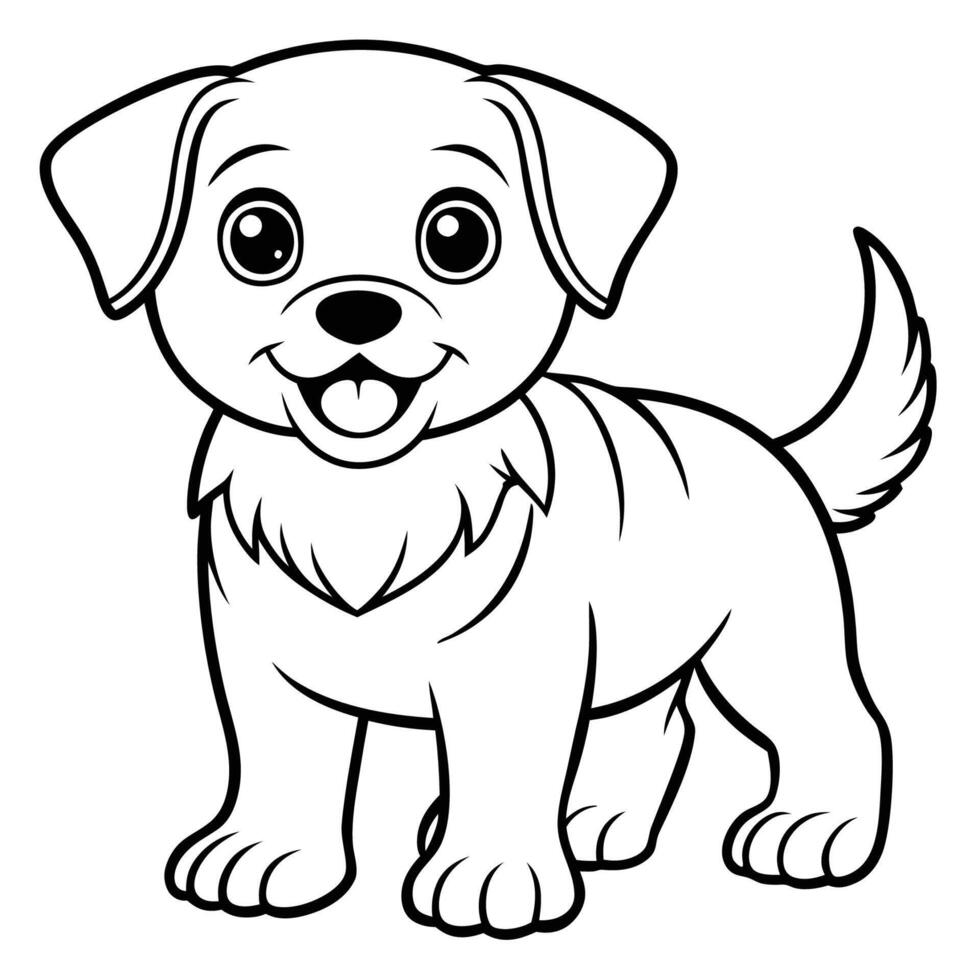 Printable Coloring Book Pages with Cute Puppies for Kids to Color vector