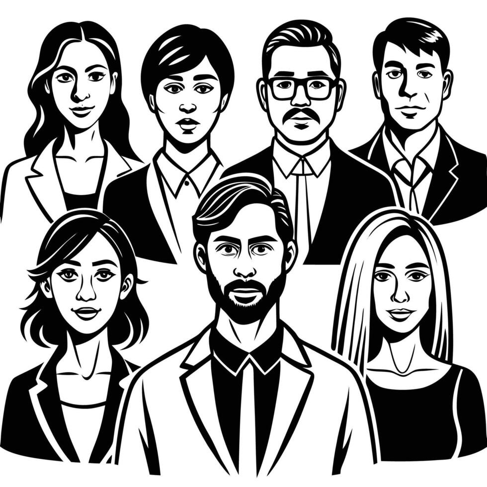 Group of Men and Women Standing Together on White Background vector