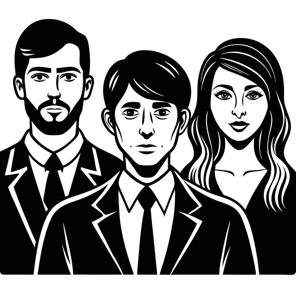 Diverse Group of People in Minimalist Flat Style Characters on White Background vector