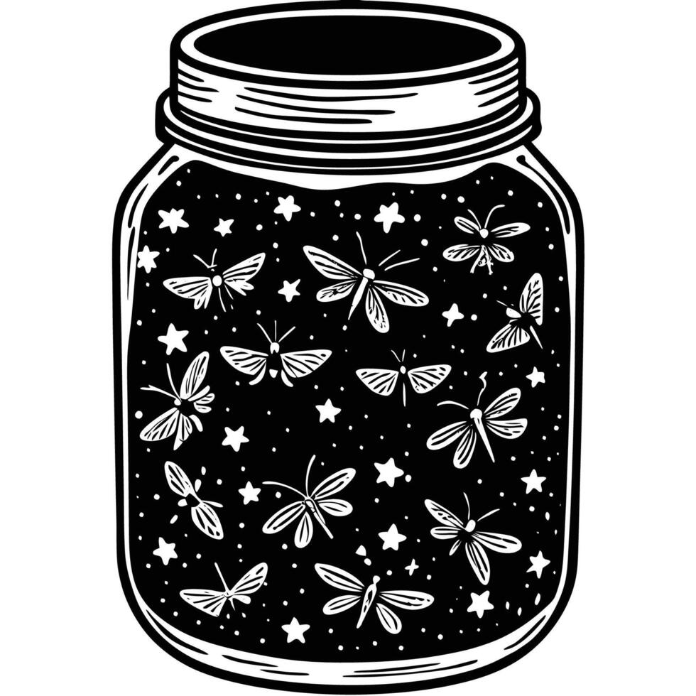Enchanted Forest Illuminating with Captivating Firefly Symphony vector