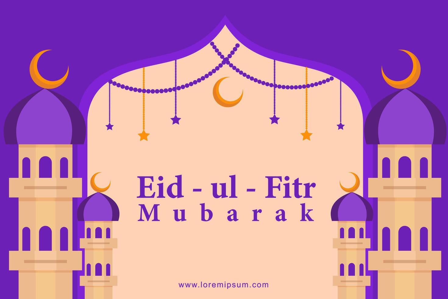 Eid Mubarak greeting card design with a festive Islamic theme Ideal for Eid celebrations, Islamic events, social media posts, invitations, and festive marketing materials vector
