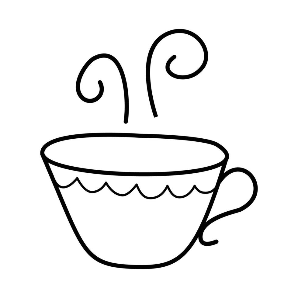Mug for coffee, doodle illustration. vector