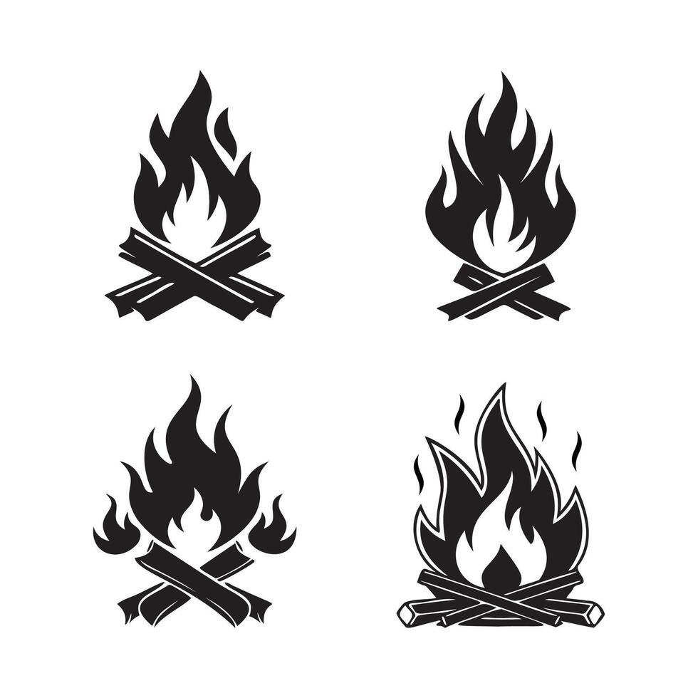 four different types of bonfires on a white background vector