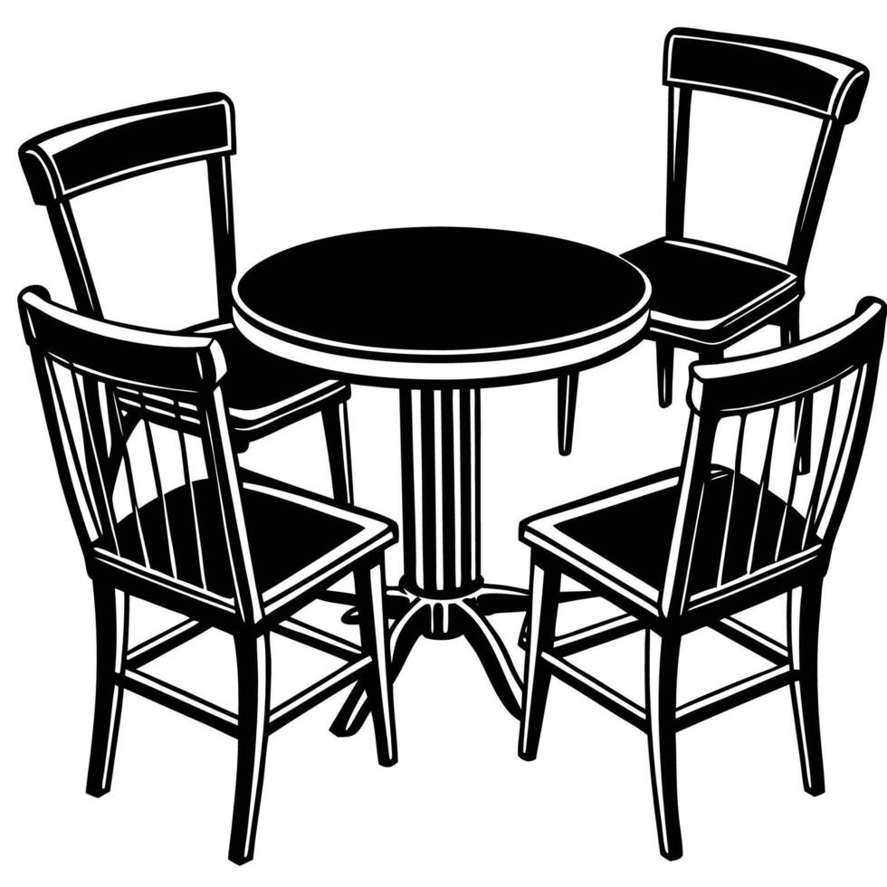 Isolated Set of Modern Chair and Table for Contemporary Dining vector