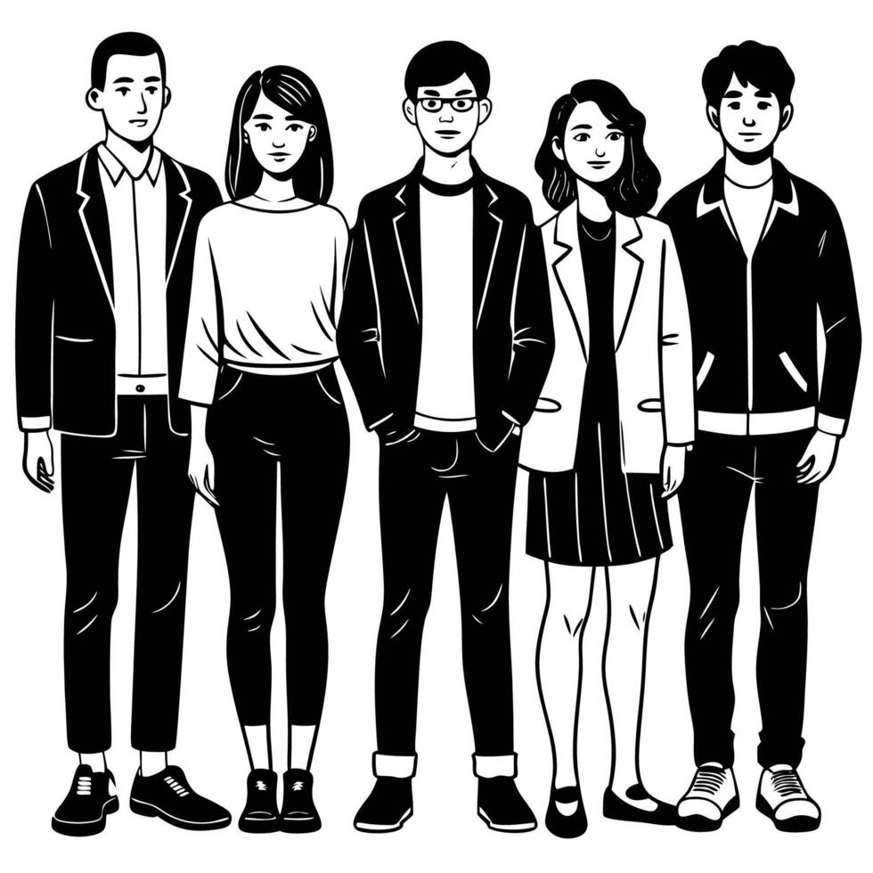 Diverse Flat Style People on a White Background vector